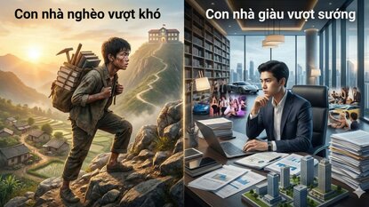 "Con nhà nghèo vượt khó" vs "Con nhà giàu vượt sướng"