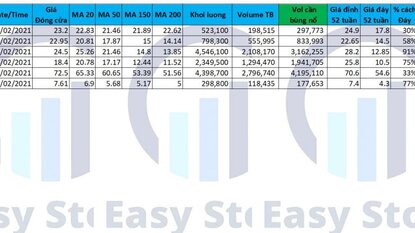 Danh sách Cổ phiếu cho tín hiệu mua 04/02/2021