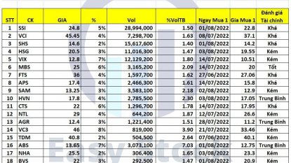 Danh mục chứng khoán 05/08/2022